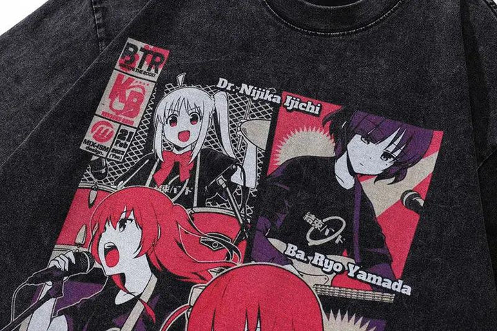 Anime KESSOKU BAND Washed T-Shirt - VONVEX