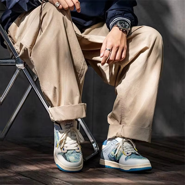 Dropshipping Custom Logo Van Gogh Starry Night Fashion Sneakers Unisex Flat High Quality Casual Shoes Men