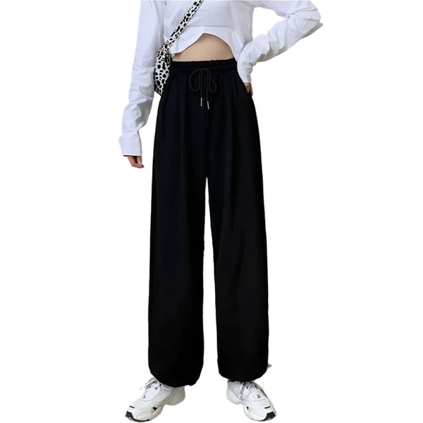 Baggy High Waist Sweatpants bottom Black S  - VONVEX