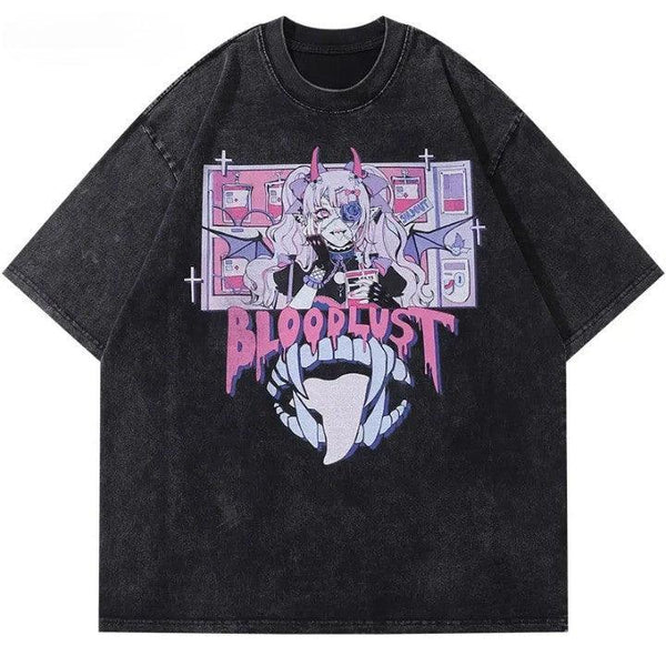 BLOODLUST Washed Oversized T-Shirt     - VONVEX