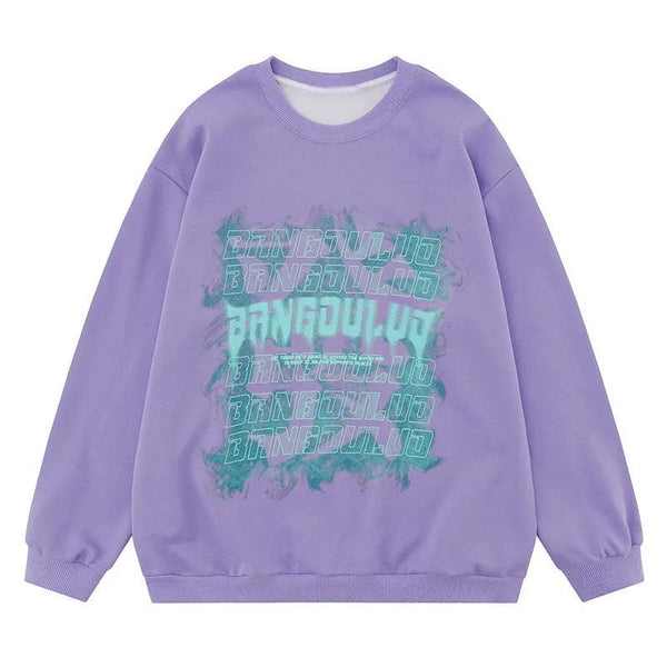 "BRNGDULUD" Print Oversized T-shirt  Purple S  - VONVEX