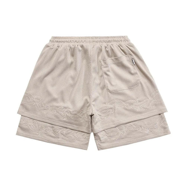 Casual Embroidered Double Layer Short     - VONVEX