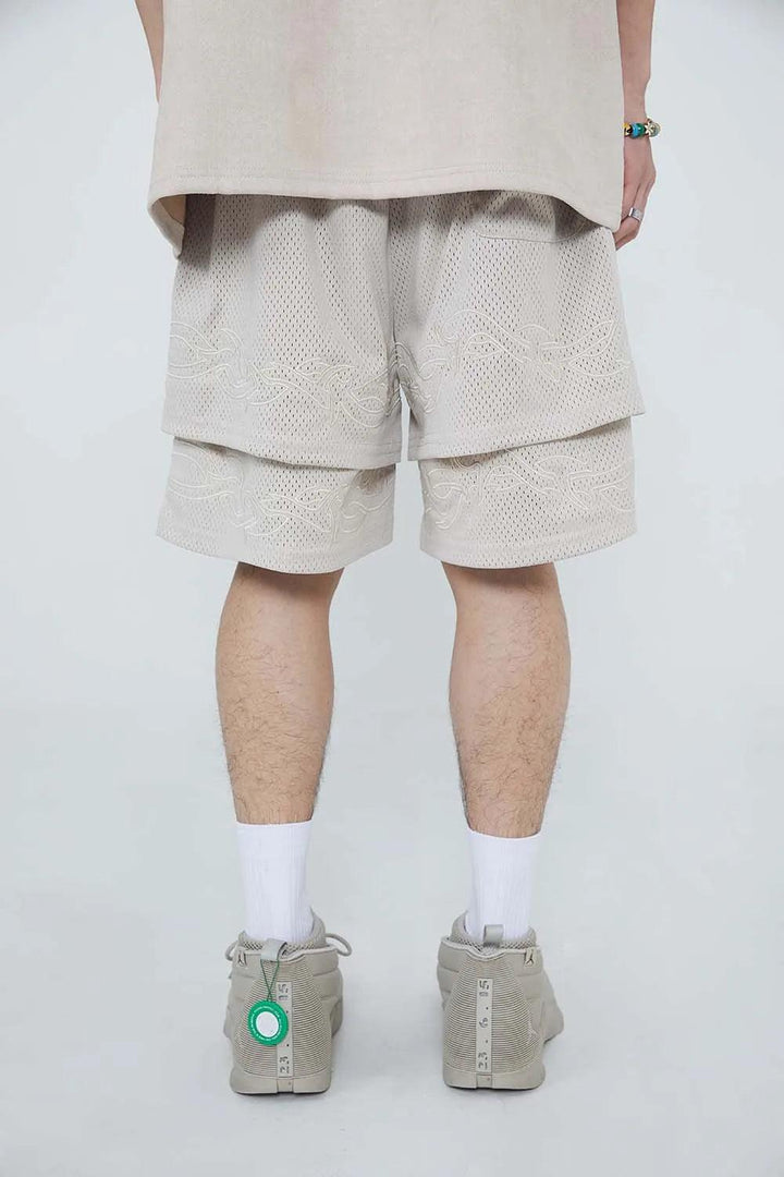 Casual Embroidered Double Layer Short     - VONVEX