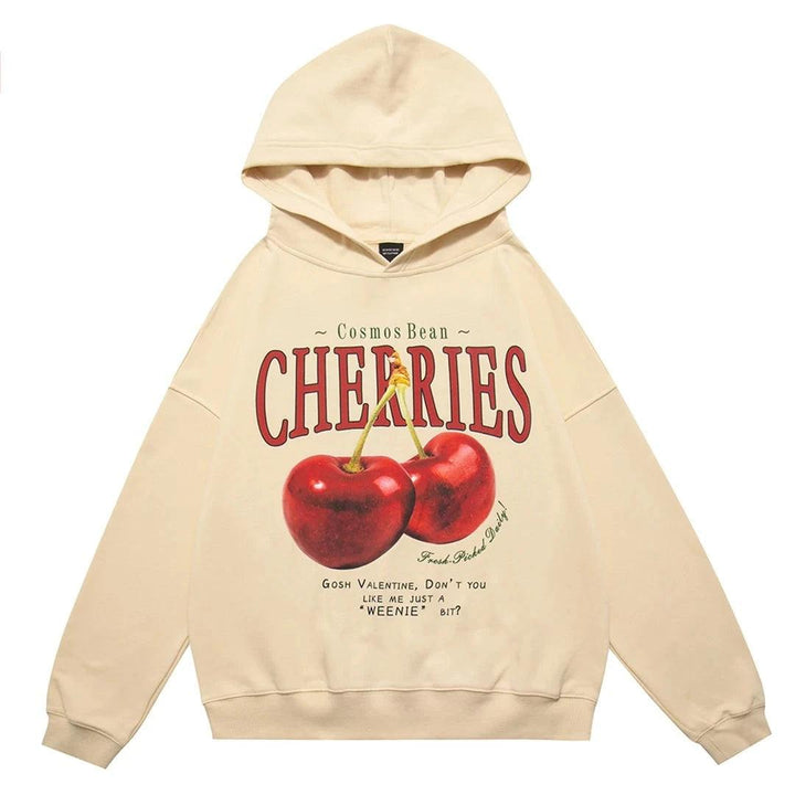 Cherries Print Hoodie - VONVEX