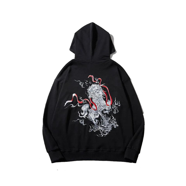 Chinese Unicorn Embroidery Hoodie     - VONVEX