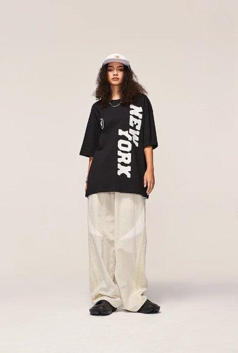 Elastic Waist Wide-leg Pant     - VONVEX