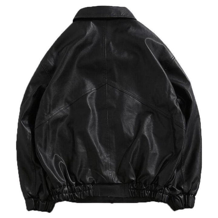 Embroidery Leather Jacket - VONVEX