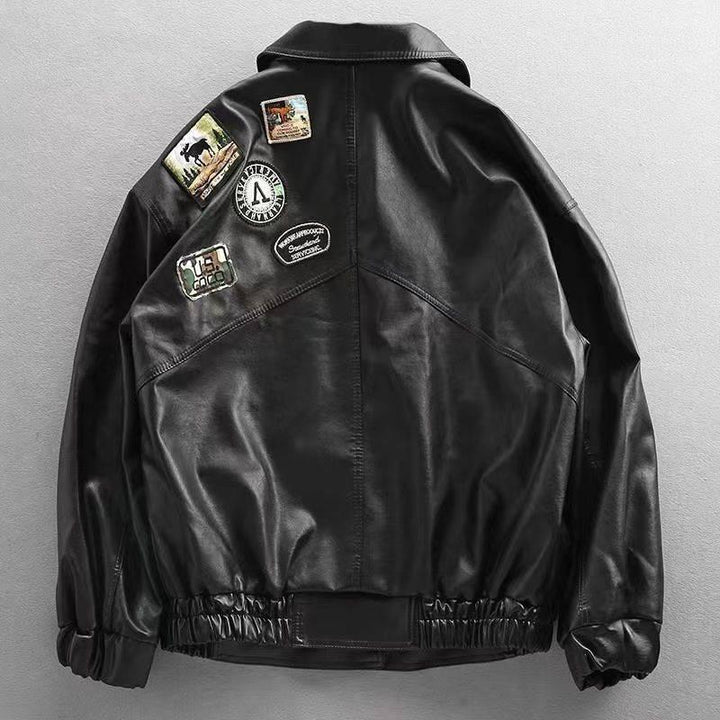 Embroidery Leather Jacket - VONVEX
