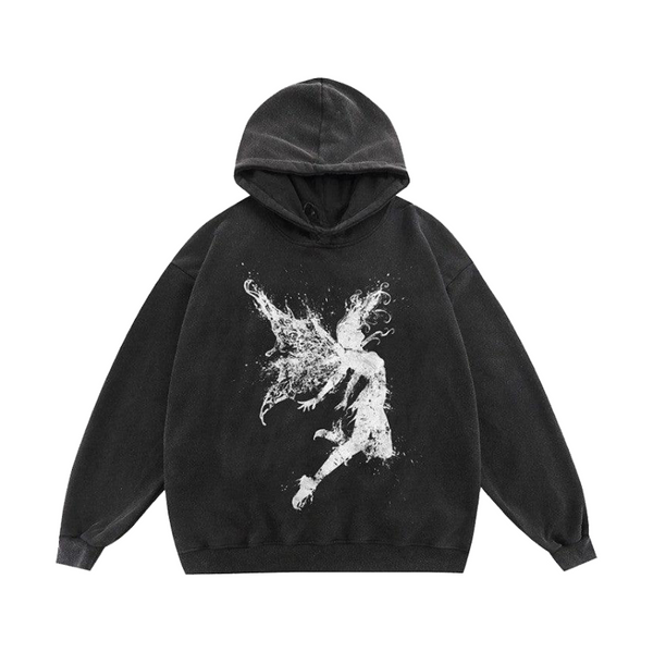 Y2K Angel Graphic Oversized Hoodie     - VONVEX