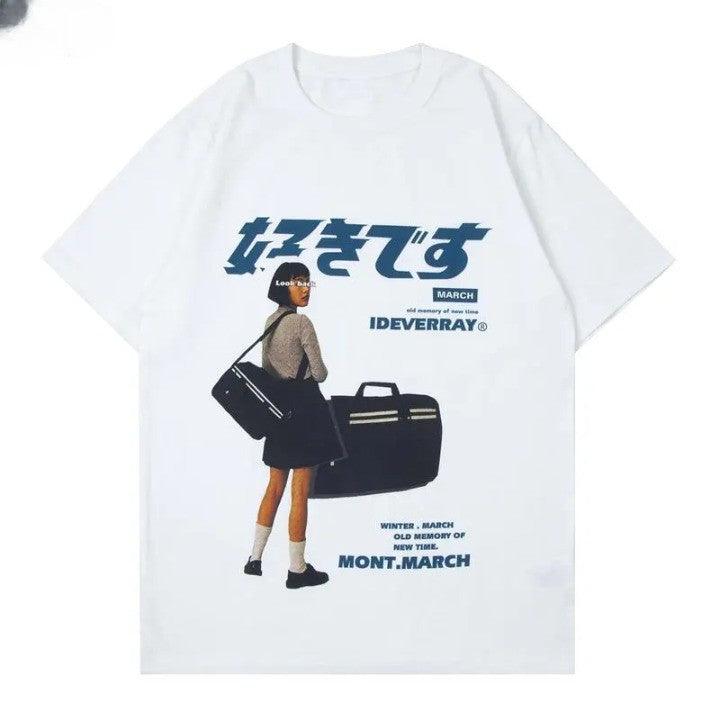 Girl Japanese Print Oversized T-Shirt - VONVEX