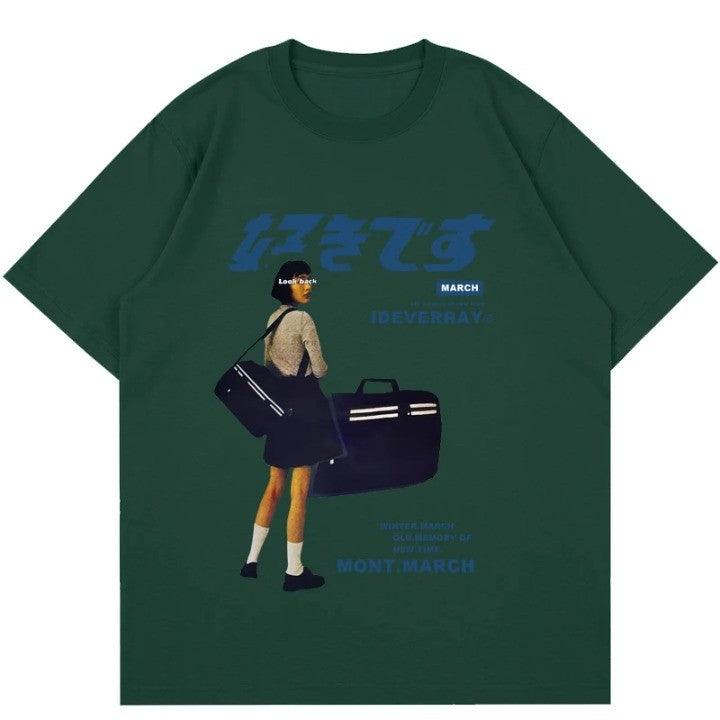 Girl Japanese Print Oversized T-Shirt - VONVEX