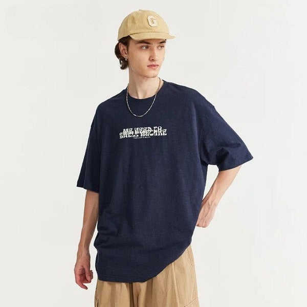 Graphic Printed Oversized T-Shirt  Blue M  - VONVEX