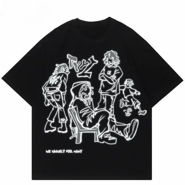 Harajuku Cartoon Graphic Oversized T-Shirt - VONVEX