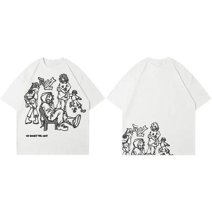 Harajuku Cartoon Graphic Oversized T-Shirt - VONVEX