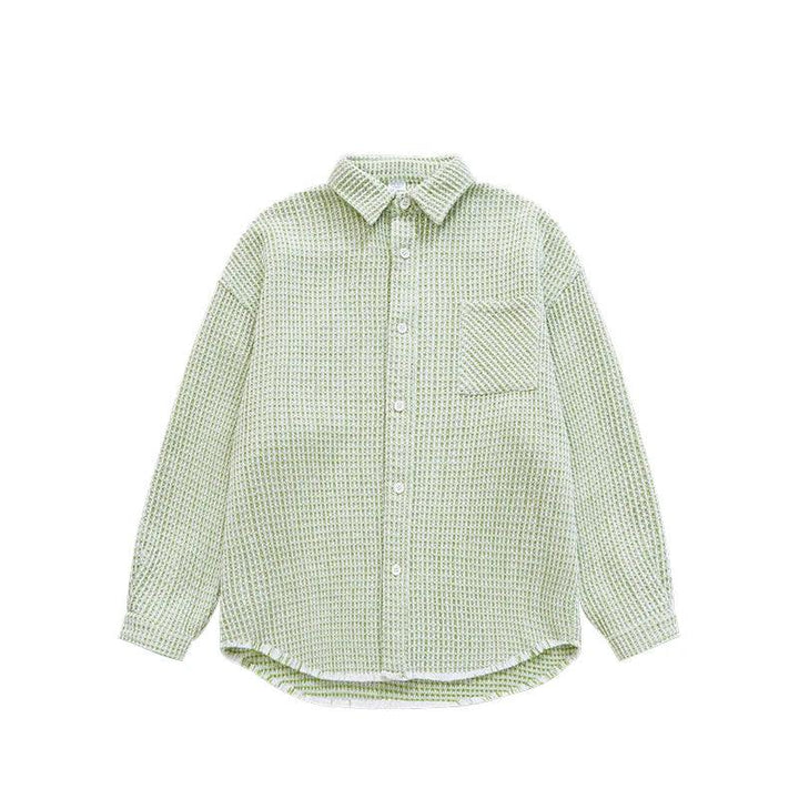 Casual Oversized Plaid Shirt Jacket  Light green M  - VONVEX