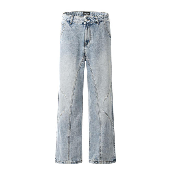 Retro Split Stitch Denim Jeans  Blue S  - VONVEX