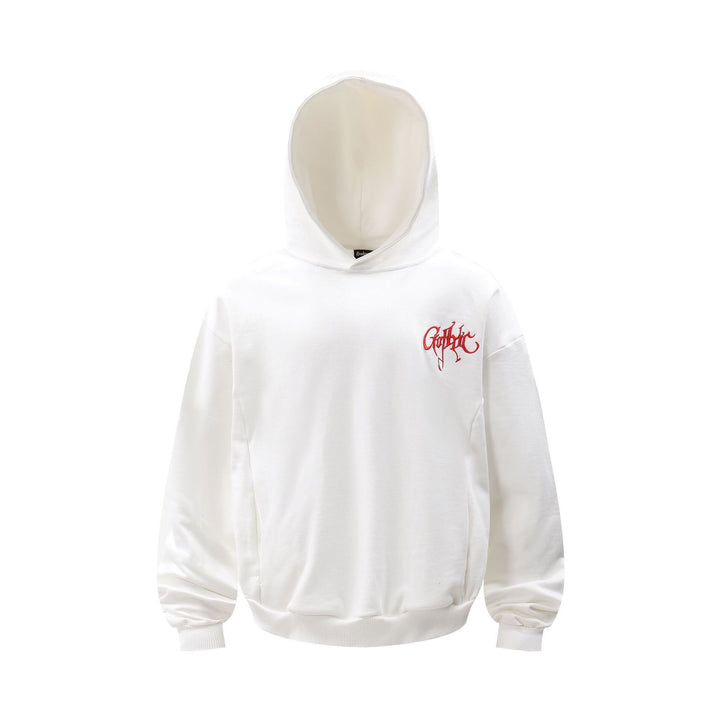 Embroidered Letters Loose Fit Hoodie  White 3205-REA M  - VONVEX