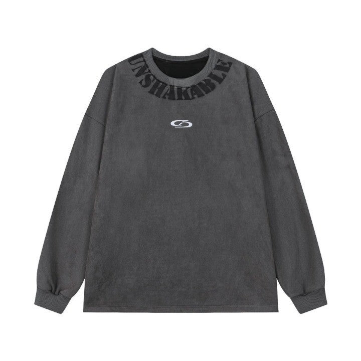 Unshakeable Collar Embroidered Sweater  Grey S  - VONVEX