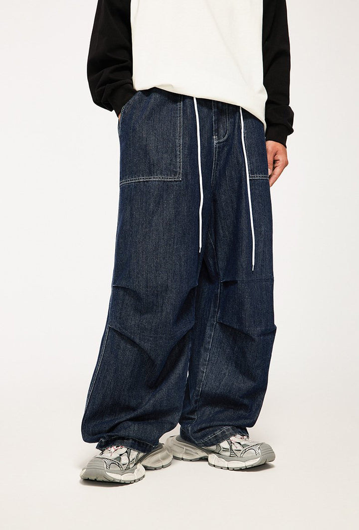 Loose Wide Leg Straight Jeans - VONVEX