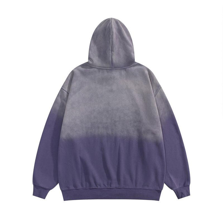 Print Washed Loose Hoodie     - VONVEX