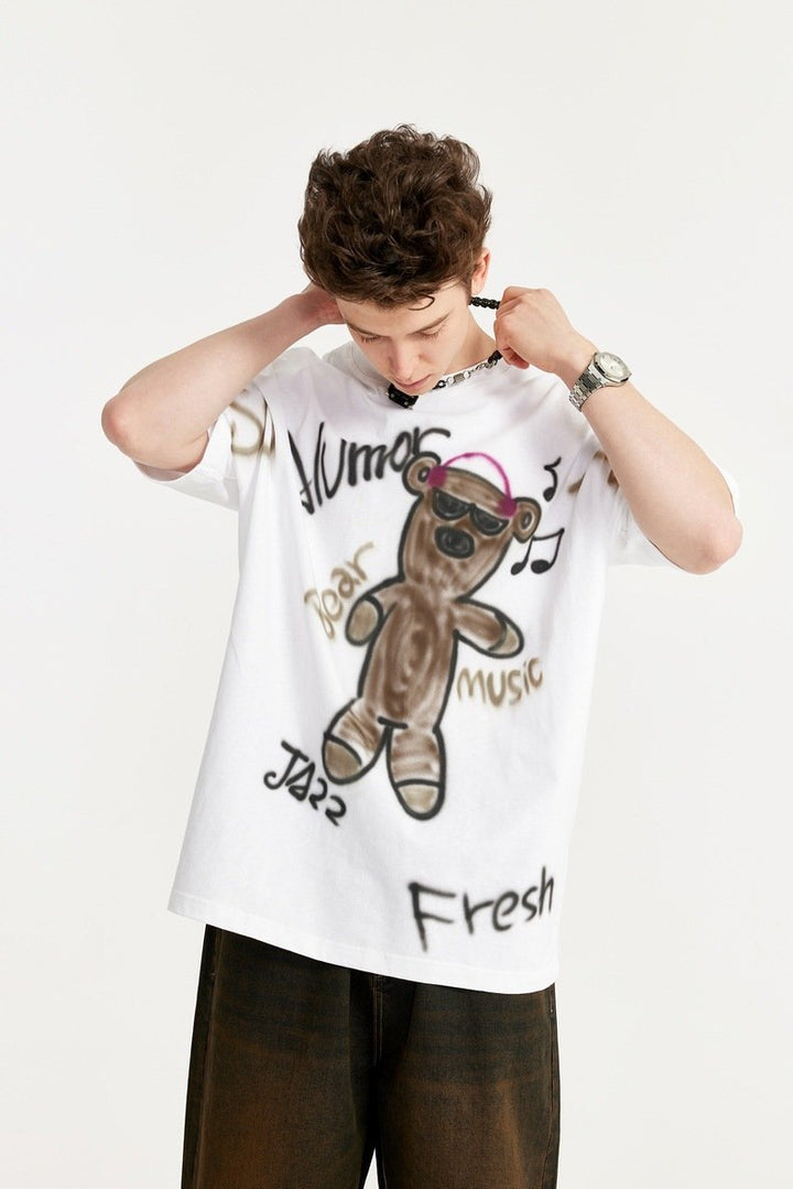 Teddy Teddy Bear Loose T-Shirt     - VONVEX