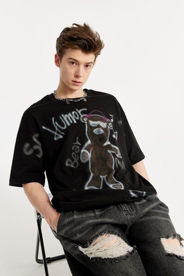 Teddy Teddy Bear Loose T-Shirt     - VONVEX