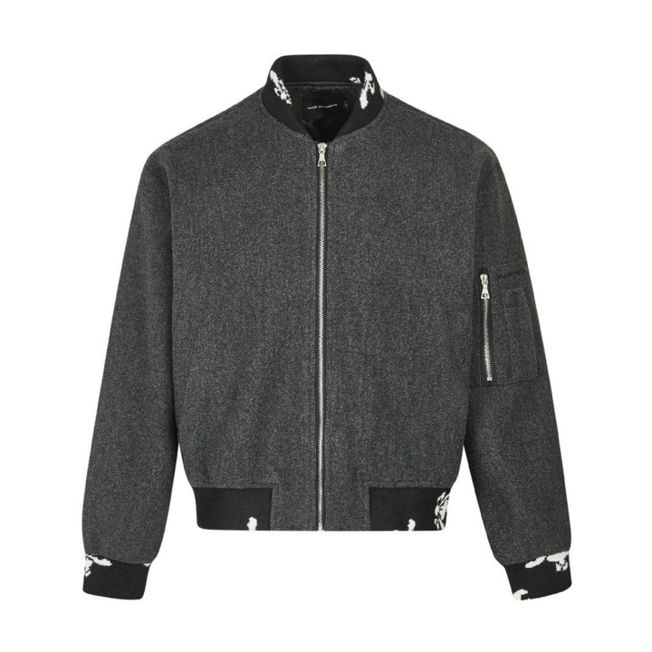 Unisex Zipper Bomber Jacket  Gray M  - VONVEX