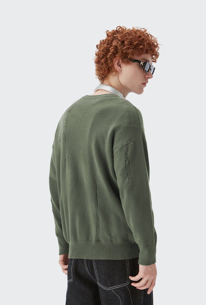 Tattered Loose Sweater     - VONVEX