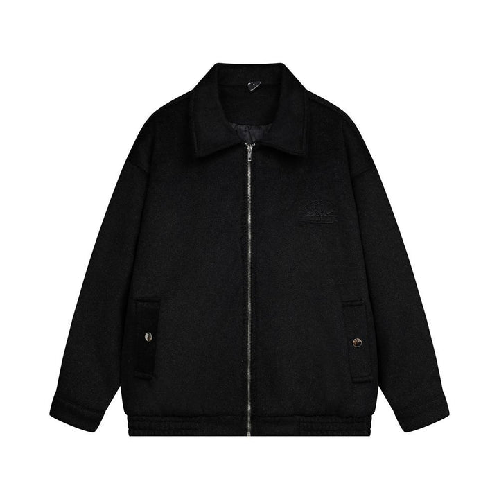 American Style Basic Woolen Jacket  Black S  - VONVEX