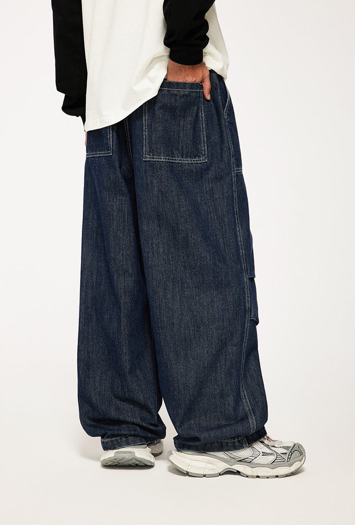 Loose Wide Leg Straight Jeans - VONVEX