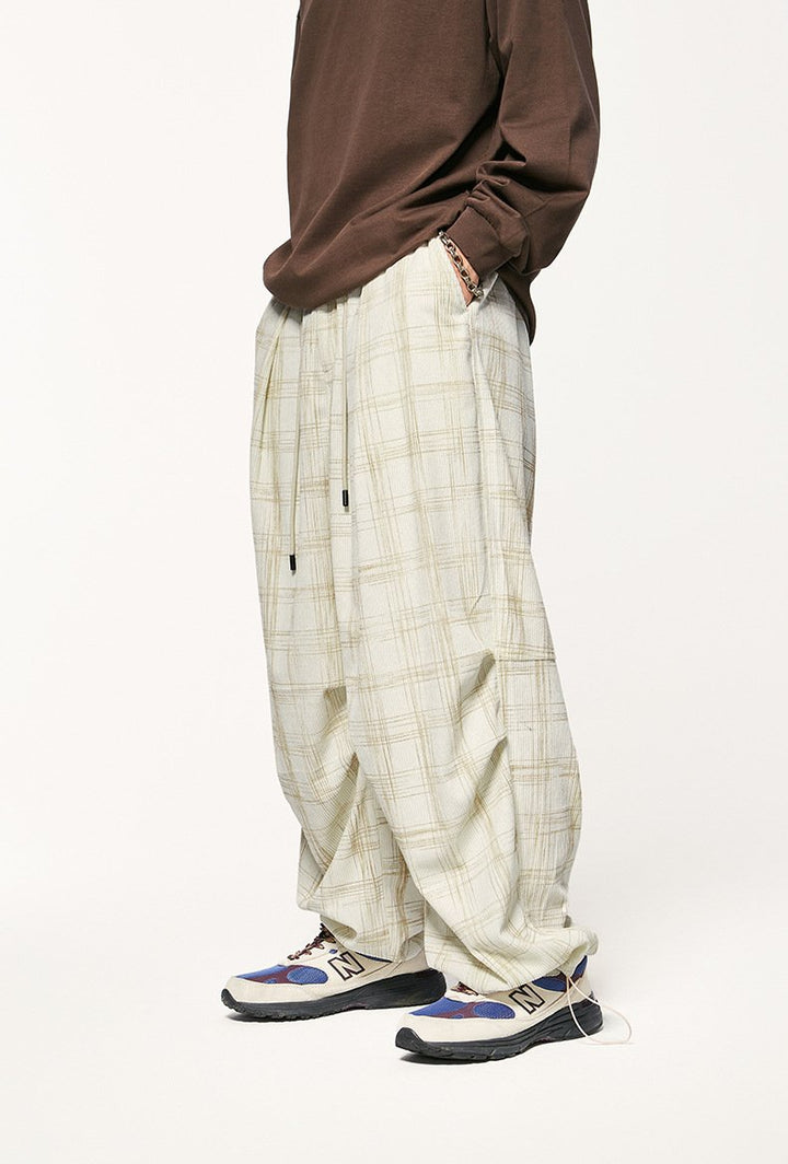 Vintage Plaid Wide Leg Pants - VONVEX