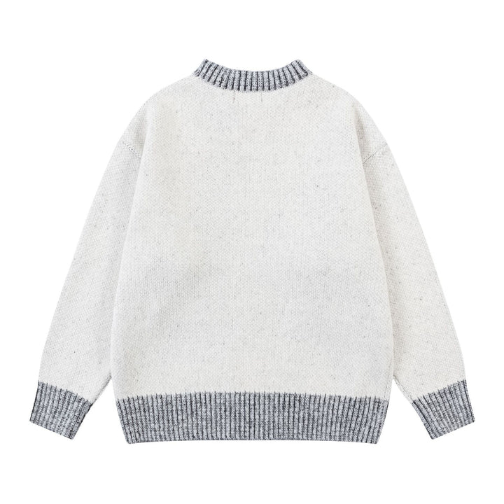 Knitted Love Cat Loose Sweater     - VONVEX