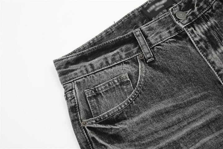 Loose Semi Creased Jeans     - VONVEX