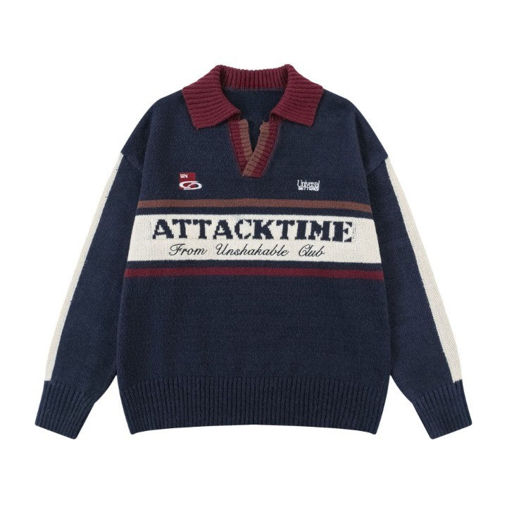 Attack Time Loose Sweater  Blue M  - VONVEX