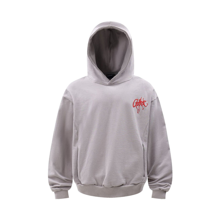 Embroidered Letters Loose Fit Hoodie  Grey 3205-REA M  - VONVEX