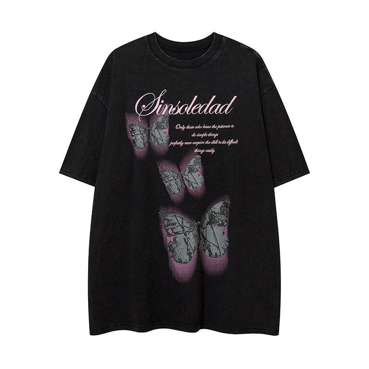 Broken Butterflies Loose Tee  Black S  - VONVEX