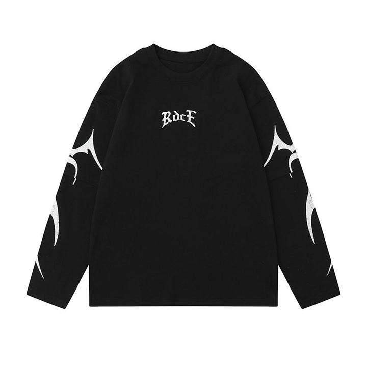 Side Flame Oversized T-shirt  Black S  - VONVEX