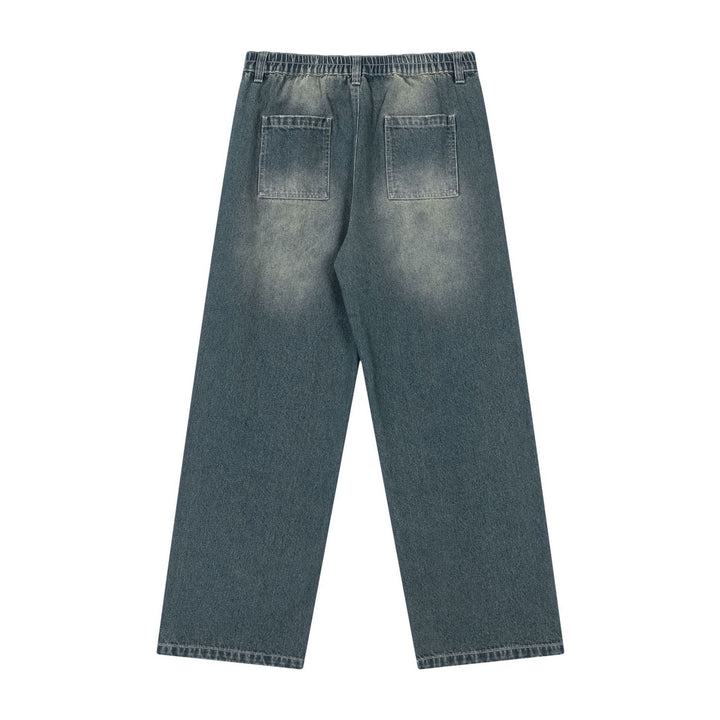 Washed Ripped Vintage Loose Jeans     - VONVEX