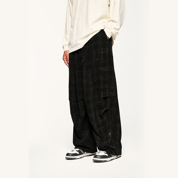 Vintage Plaid Wide Leg Pants - VONVEX