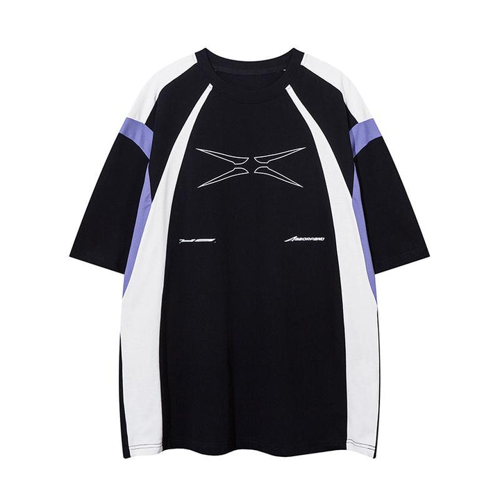 Y2k Double Colored Oversized Jersey  Black S  - VONVEX