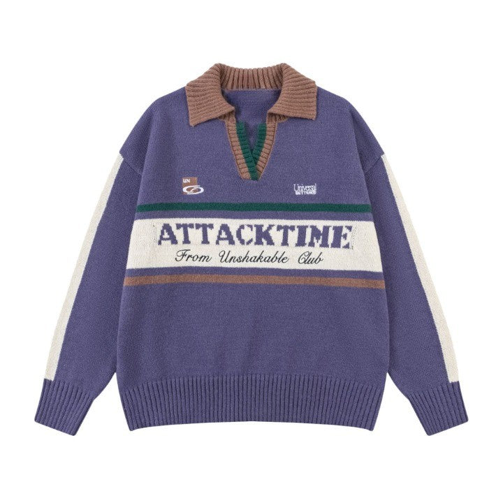 Attack Time Loose Sweater  Purple M  - VONVEX