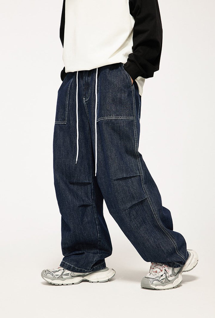 Loose Wide Leg Straight Jeans - VONVEX