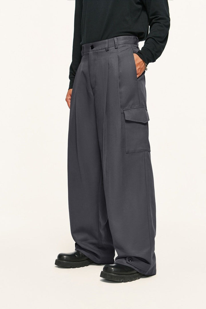 Double Pleated Outdoor Suit Trousers - VONVEX