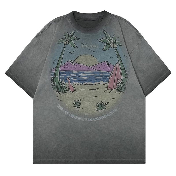 Summer Beach Oversized T-Shirt  Green S  - VONVEX