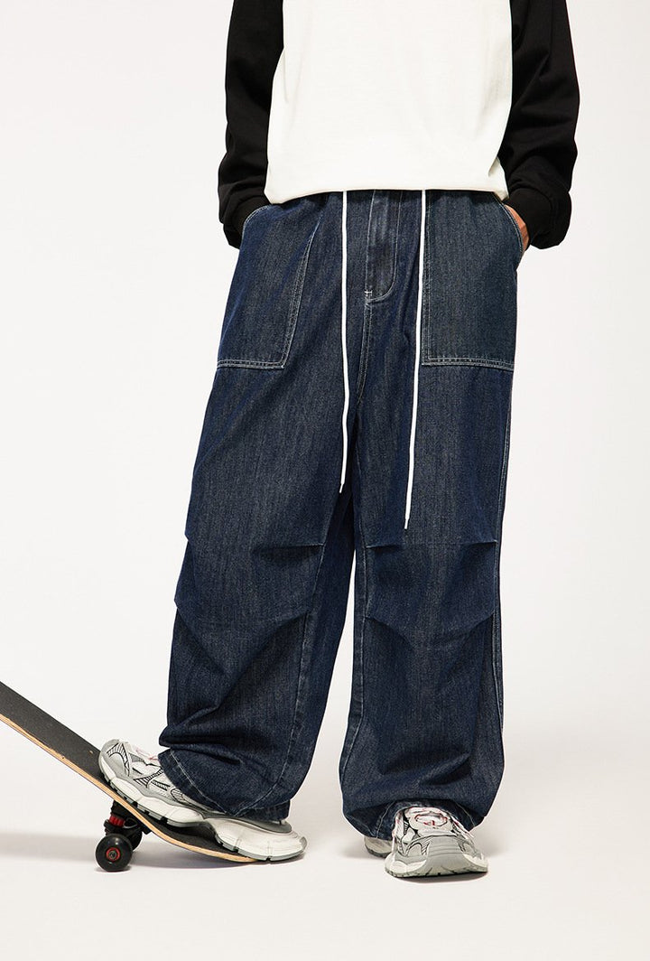 Loose Wide Leg Straight Jeans - VONVEX