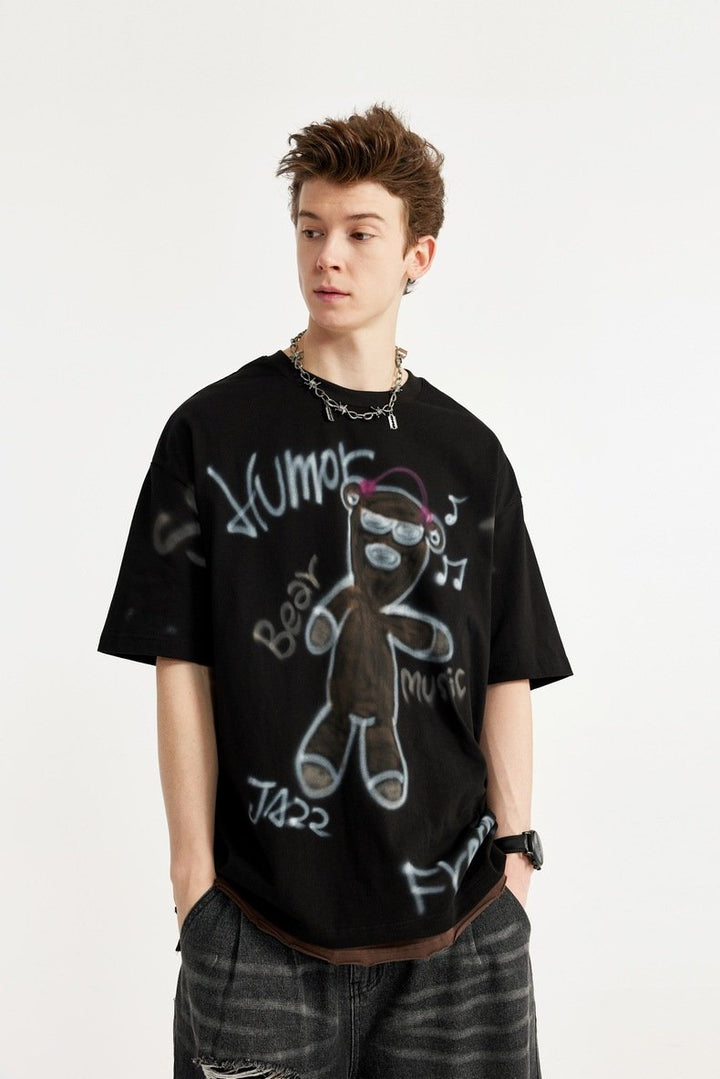 Teddy Teddy Bear Loose T-Shirt     - VONVEX