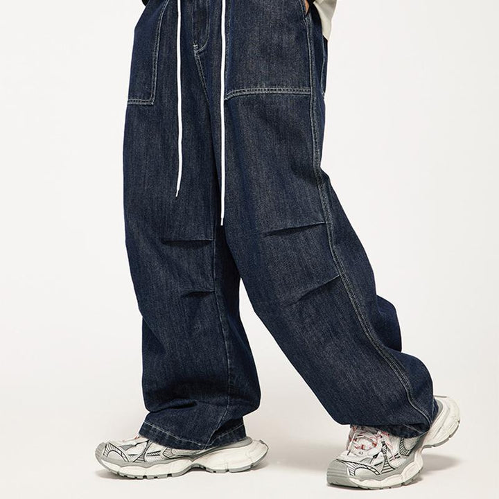 Loose Wide Leg Straight Jeans - VONVEX