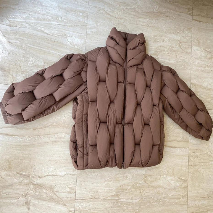 Luxury Square Weave Jacket  Brown S  - VONVEX