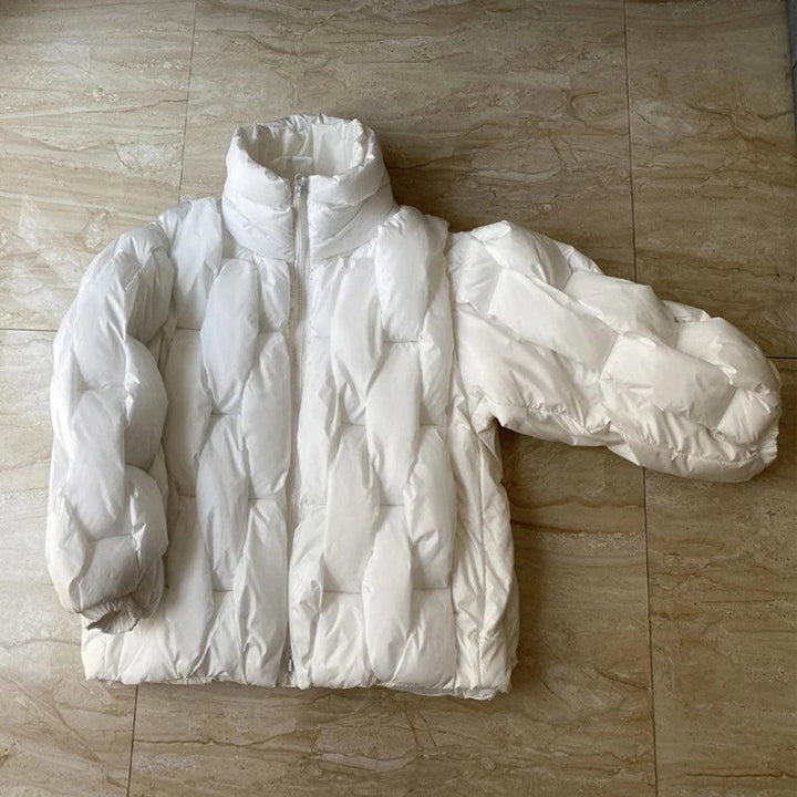 Luxury Square Weave Jacket  Beige-White S  - VONVEX