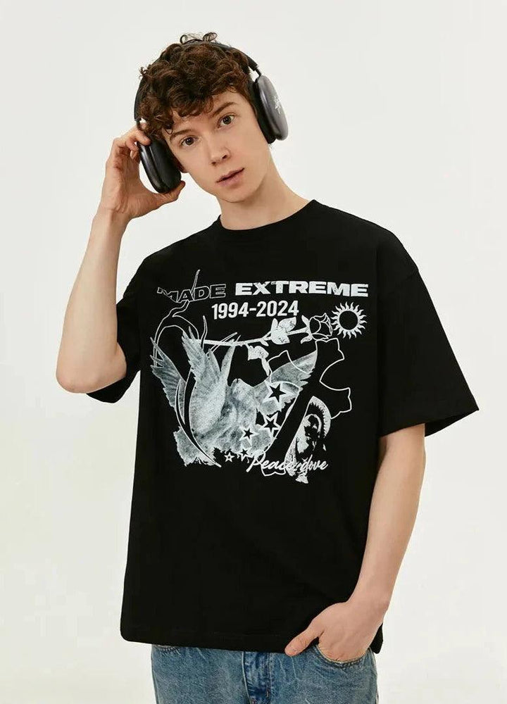 "MADE EXTREME" Black Graphic T-Shirt     - VONVEX